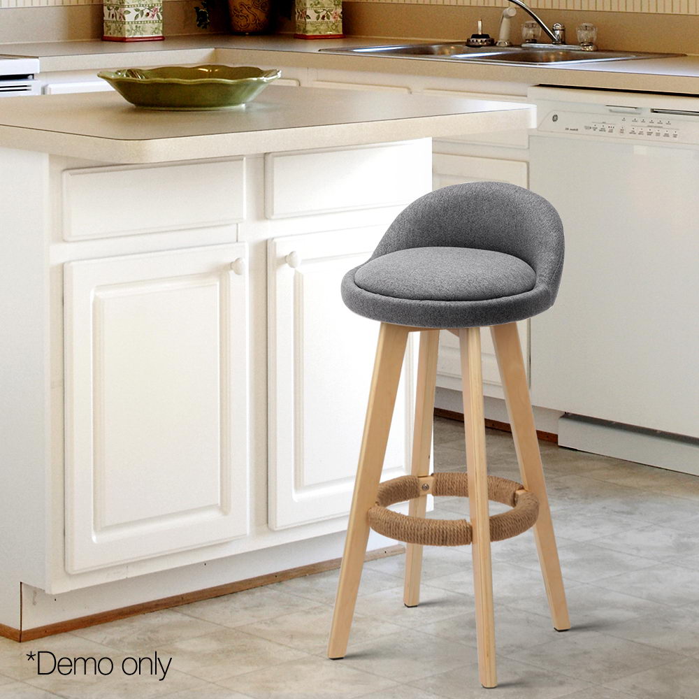 Artiss Set of 2 Fabric Backrest Bar Stools - Grey