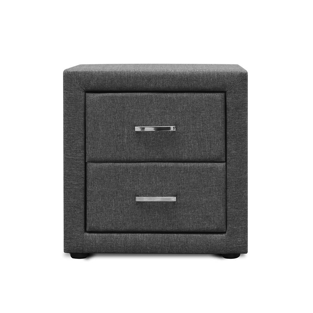 Artiss Fabric Bedside Table - Grey