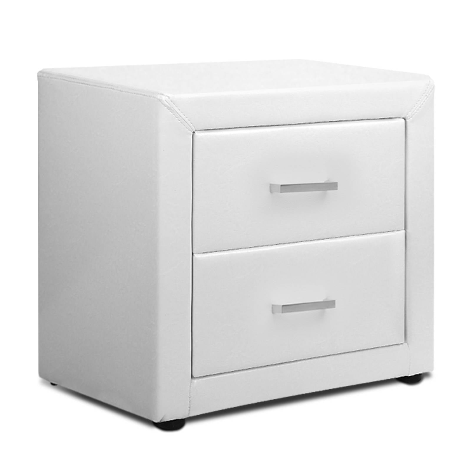 Artiss PVC Leather Bedside Table - White