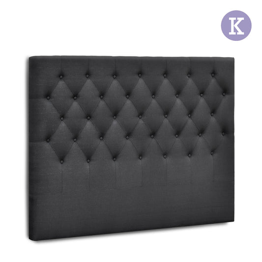 Artiss King Size Upholstered Fabric Headboard - Charcoal