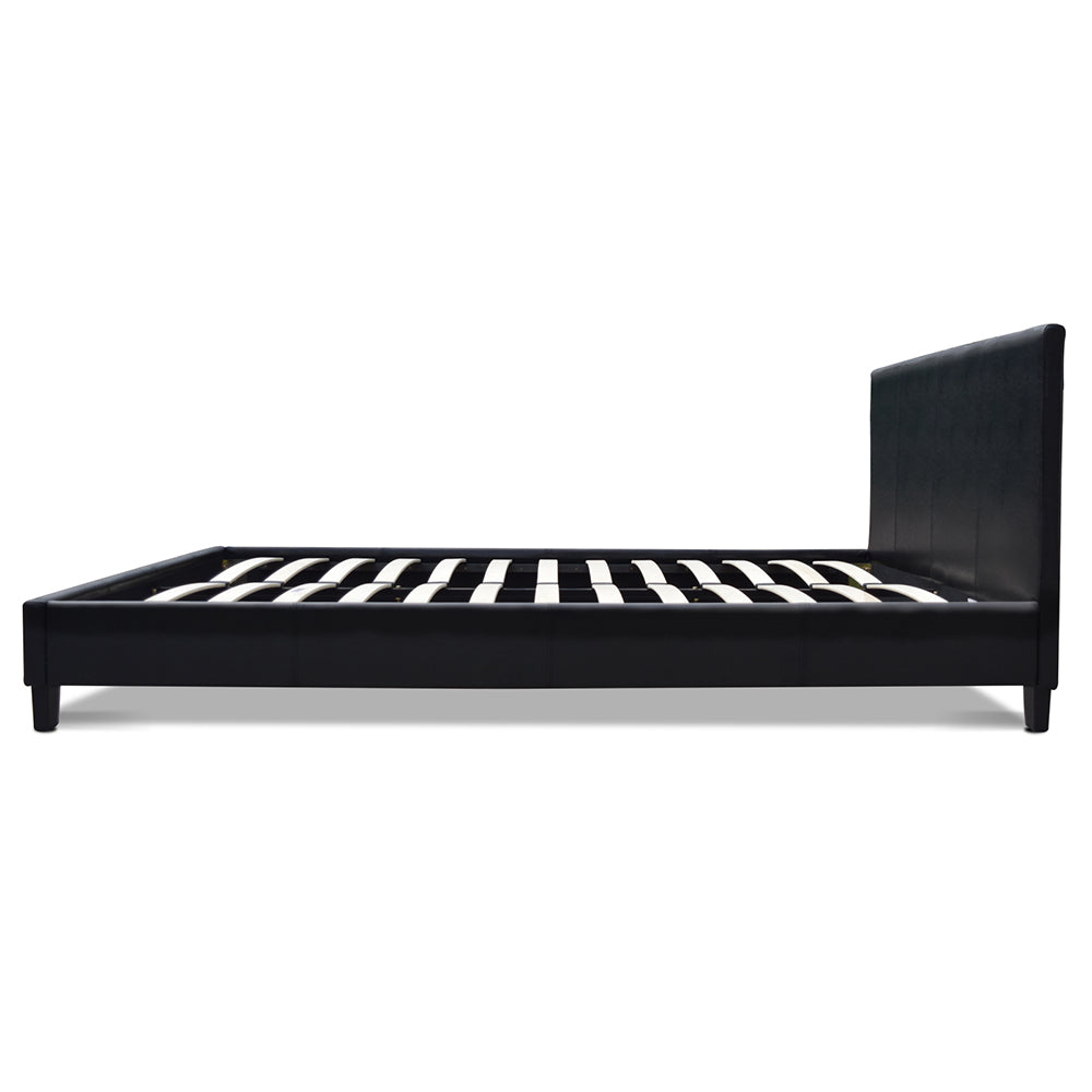 Artiss Bed Frame Double Size Base Mattress Platform Leather Wooden Black NEO