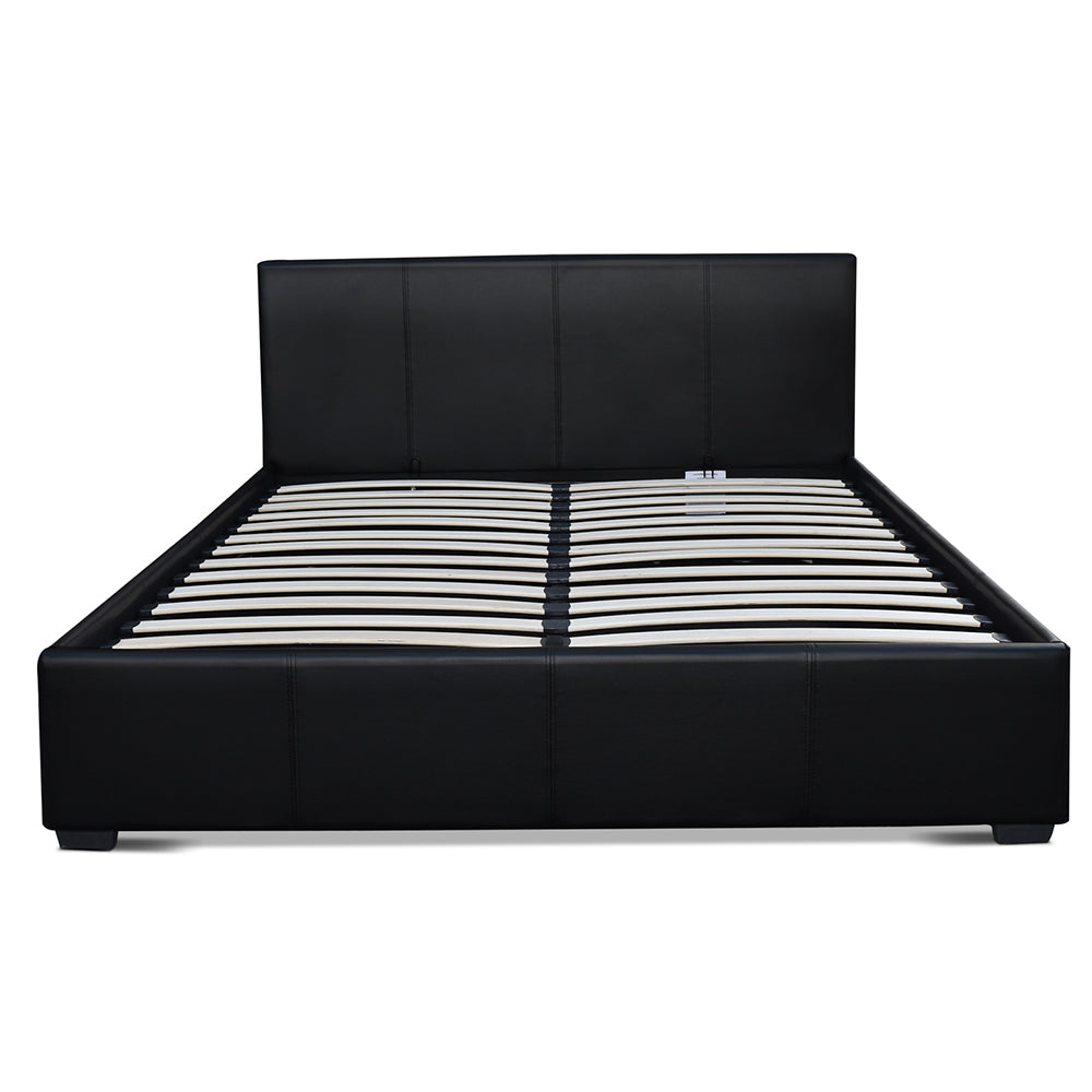 Artiss Double Size PU Leather and Wood Bed Frame Headborad - Black