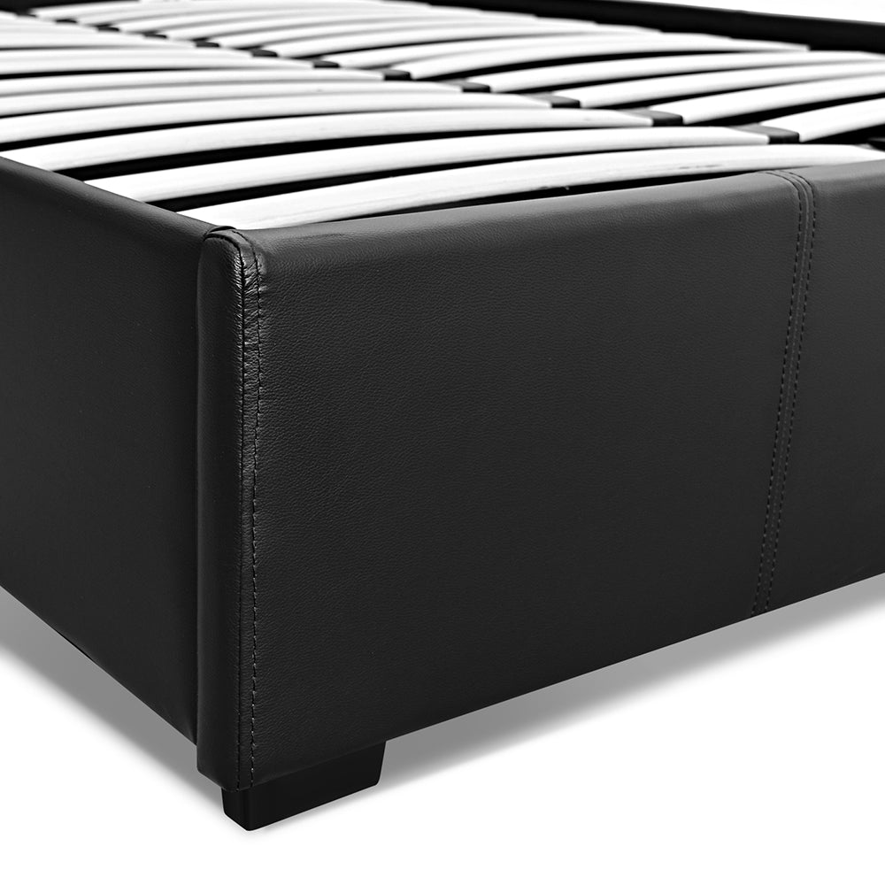 Artiss Double Size PU Leather and Wood Bed Frame Headborad - Black