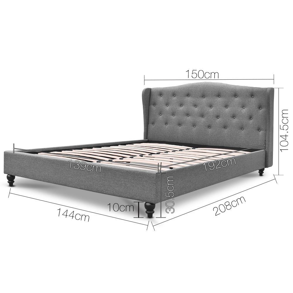 Artiss Pier Bed Frame Fabric - Grey Double