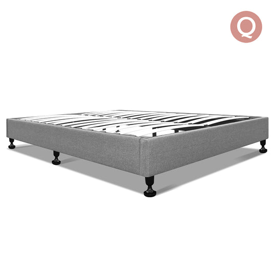 Artiss Queen Size Fabric and Wood Bed Frame - Grey