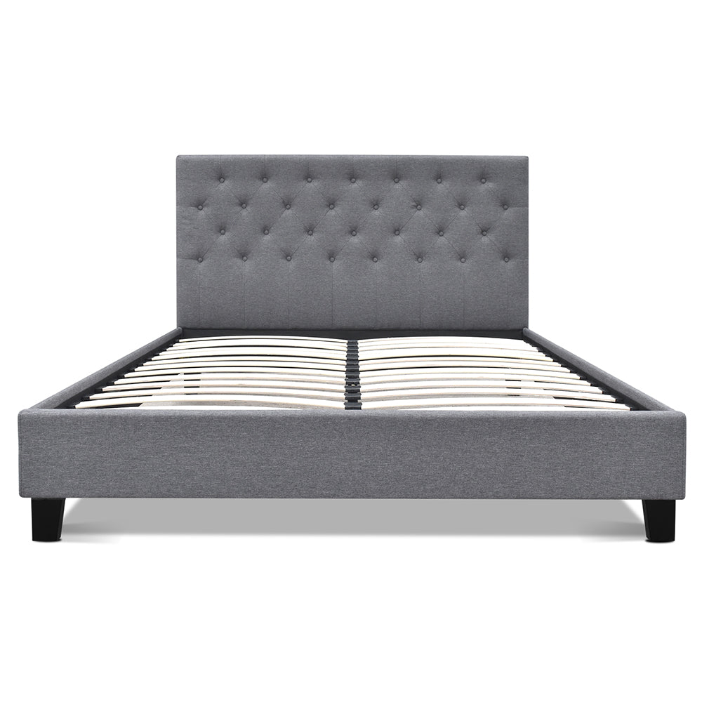 Artiss Queen Size Fabric Bed Frame  Headboard - Grey