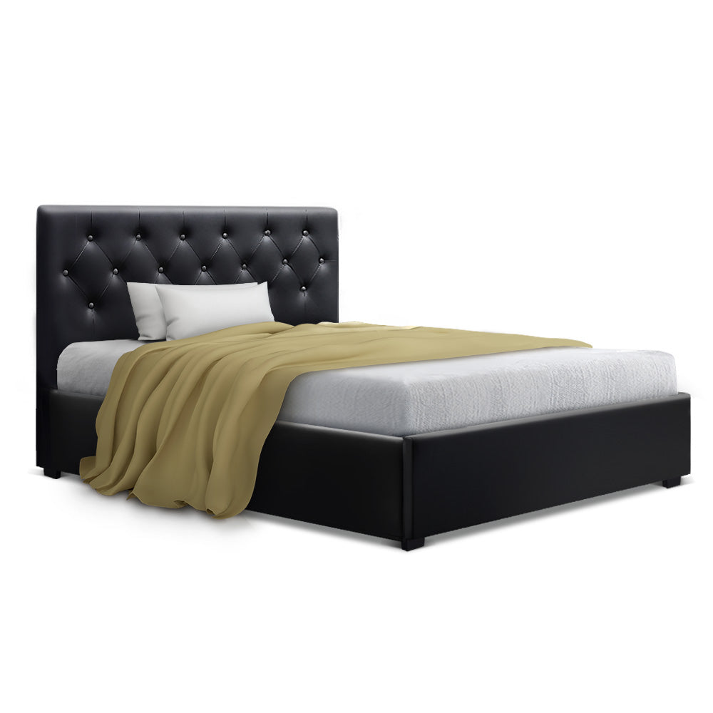 Artiss King Single Size Gas Lift Bed Frame Base Mattress Platform Leather Wooden Black WARE