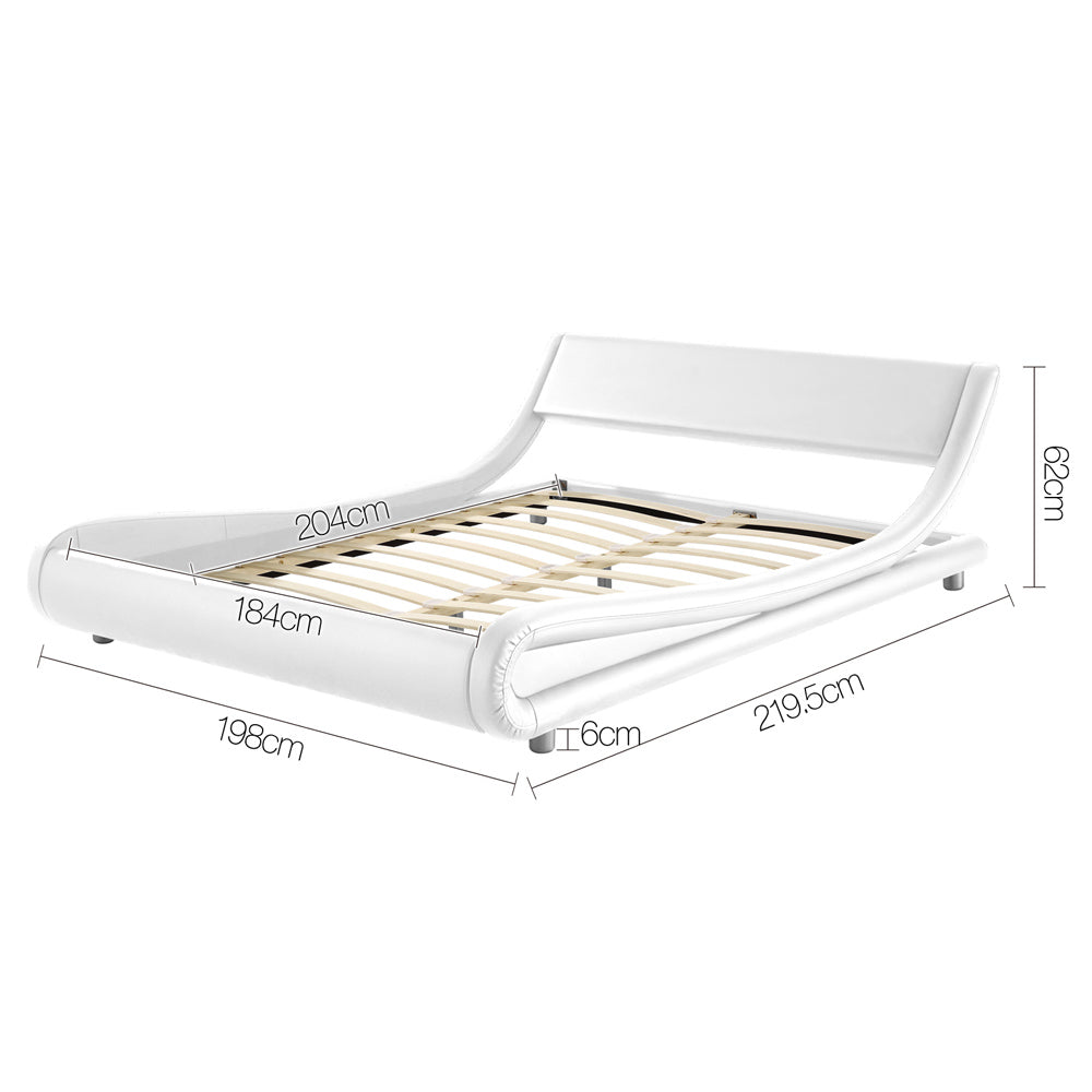 Artiss King Size PU Leather Bed Frame - White