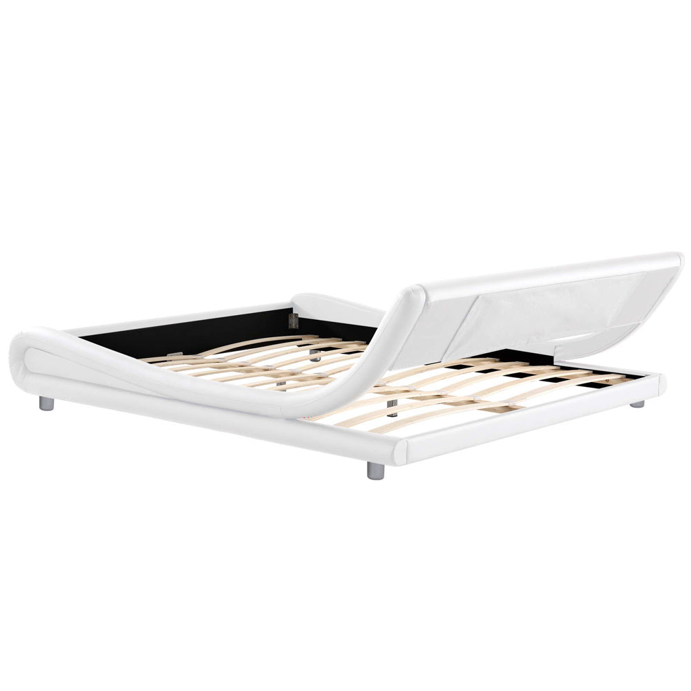 Artiss King Size PU Leather Bed Frame - White