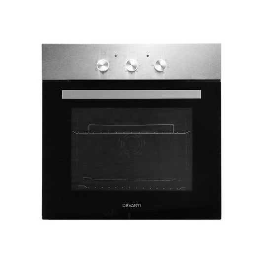 Devanti 60cm Electric Oven Built in Wall Forced Grill Stainless Steel Convection