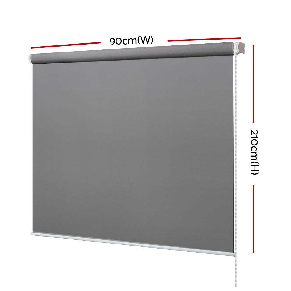 Roller Blinds Blockout Blackout Curtains Window Modern Shades 0.9X2.1M Grey