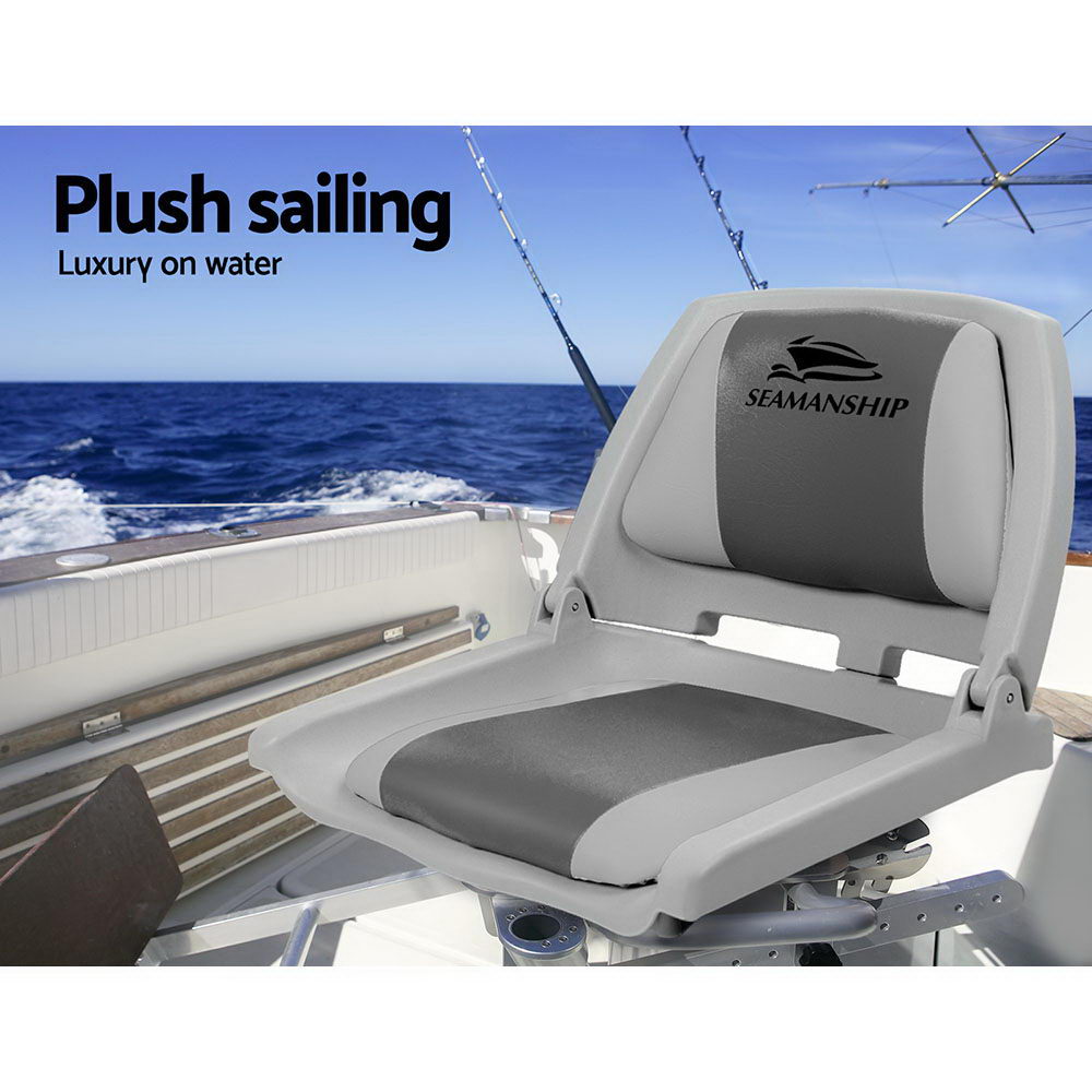 Seamanship Folding Swivel Boat Seat - Grey & Charcoal