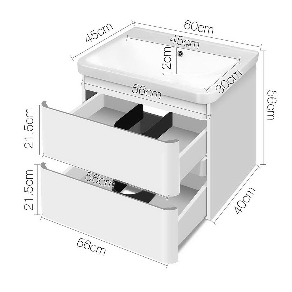 Cefito Ceramic Basin with Cabinet - White