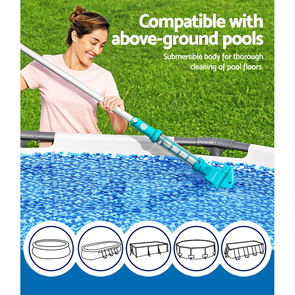Bestway Pool Cleaner Cordless with Pole Swimming Pool Automatic Vacuum 2.5M