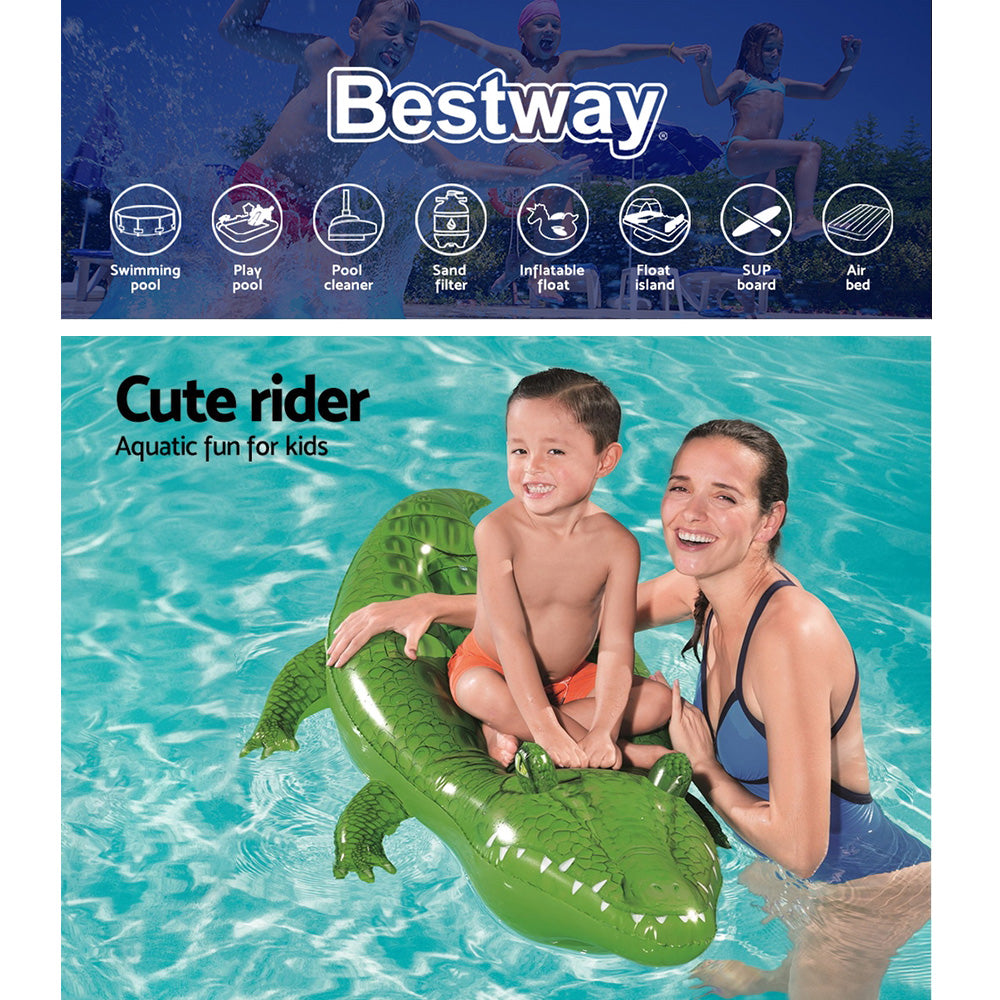 Bestway Inflatable Pool Float Crocodile Rider 168cm Pool Toy Play Pool