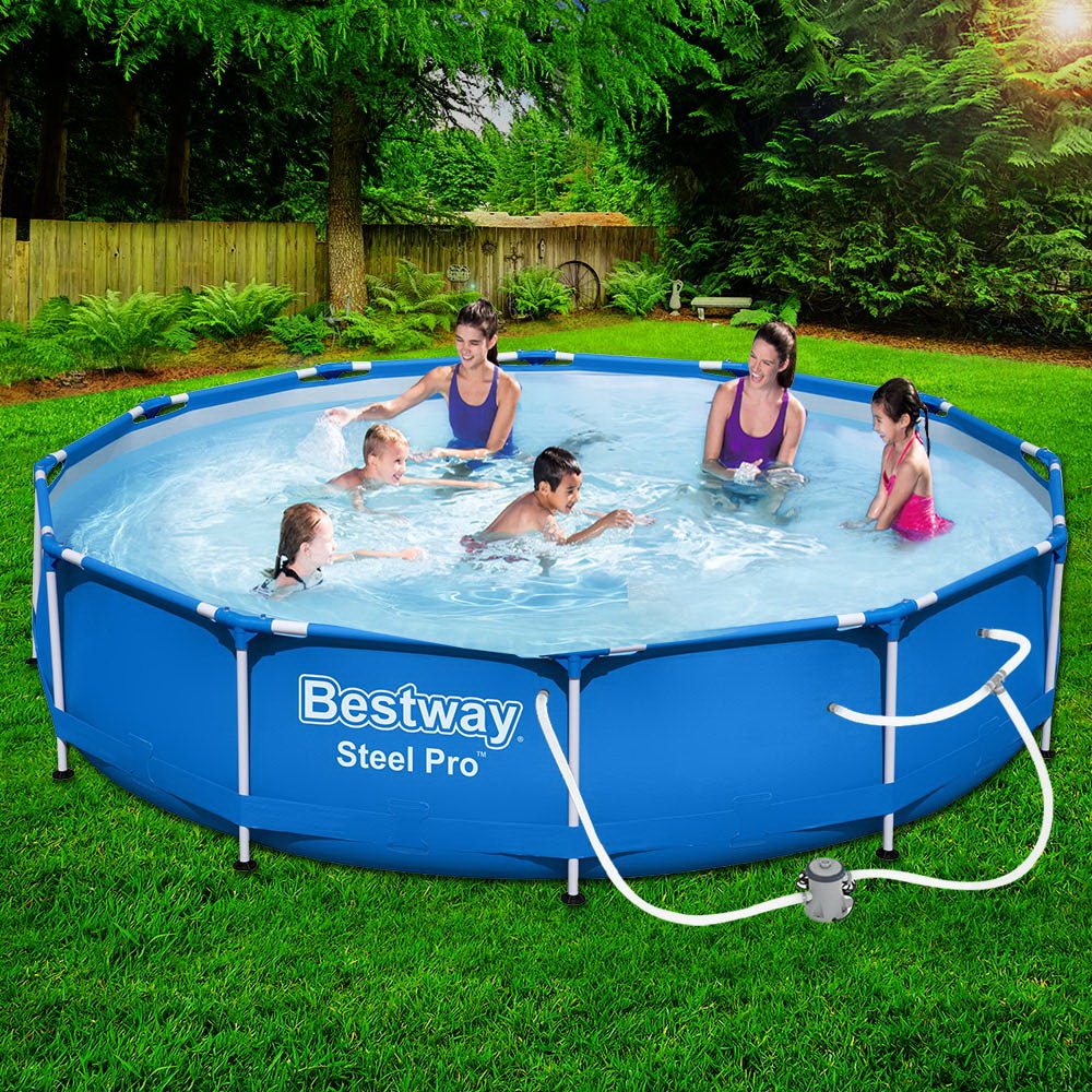 Bestway Swimming Pool Above Ground Pools Filter Pump 3.66M Power Steel Frame