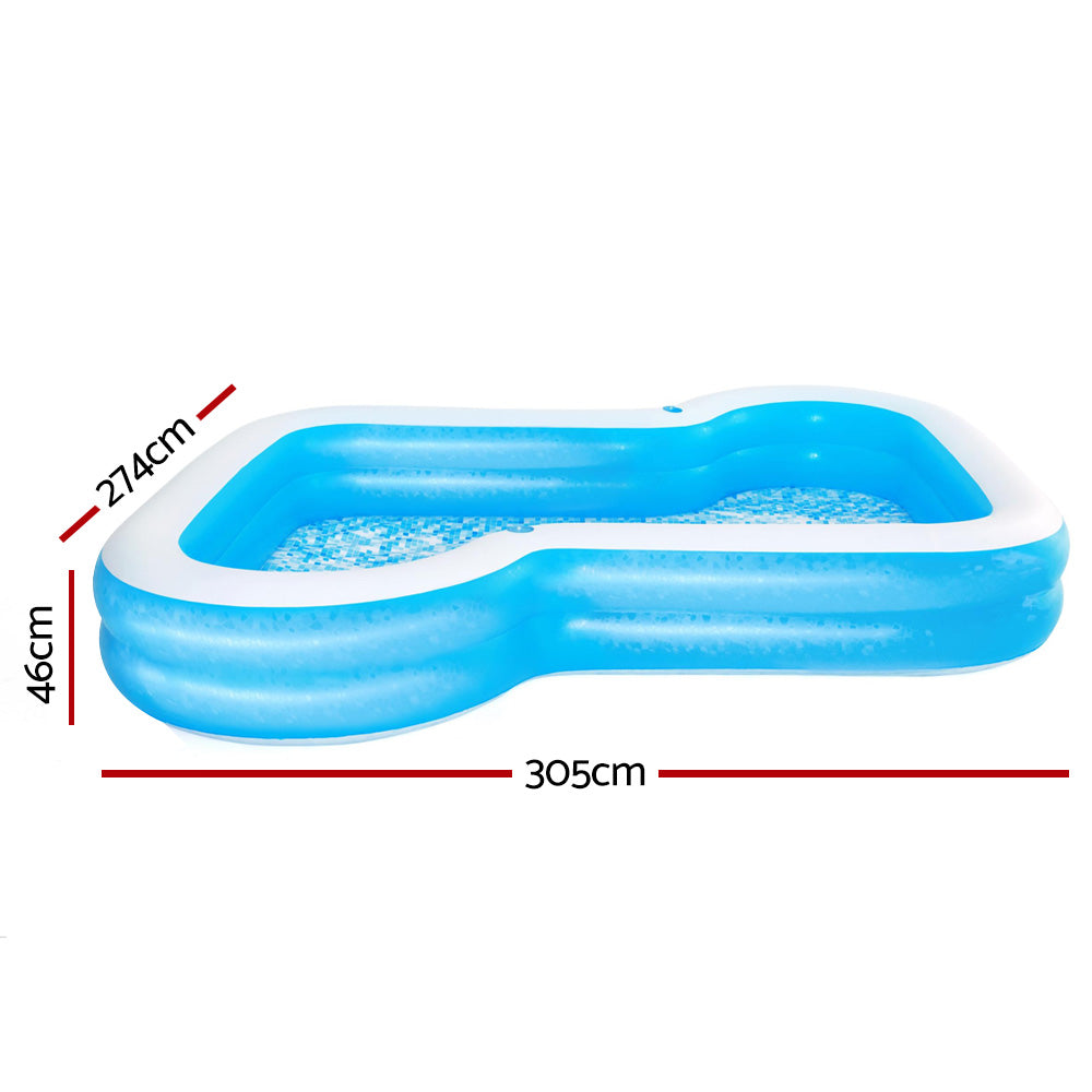 Bestway Swimming Pool Kids Above Ground Inflatable Rectangular Family 3M Pools