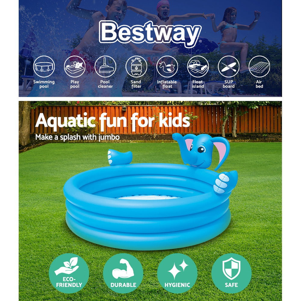 Bestway Inflatable Kids Play Pool 3 Ring Elephant Spray Splash Pools Game Toy