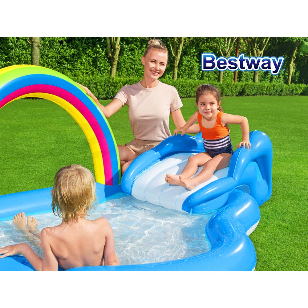 Bestway Swimming Pool Rainbow Slide Play Above Ground Kids Inflatable Pools