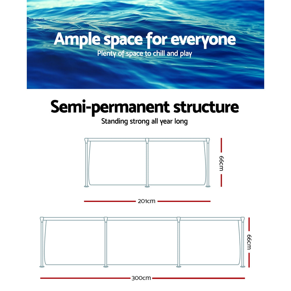 Bestway Swimming Pool Steel Frame Above Ground Rectangular Pool Filter Pump