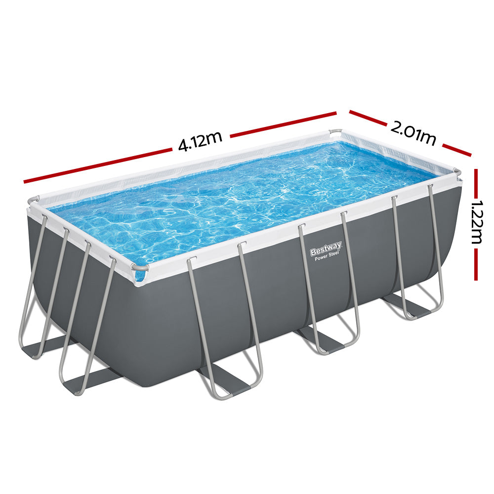 Bestway Above Ground Swimming Pool 4.12x2.01m Power Metal Frame Filter Pump