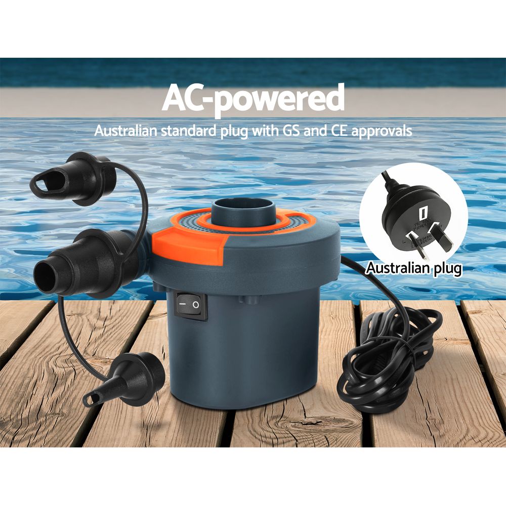 Bestway Sidewinder Electric AC Air Pump for Inflatables 3 Valve Adaptor Inflator