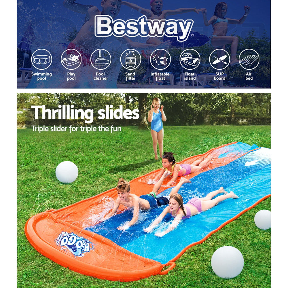 Bestway Water Slip And Slide Kids Inflatable Splash Toy Outdoor Triple 4.88M