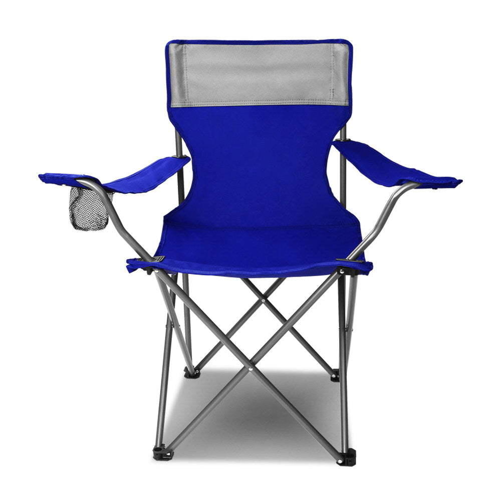 Set of 2 Portable Folding Camping Armchair - Blue