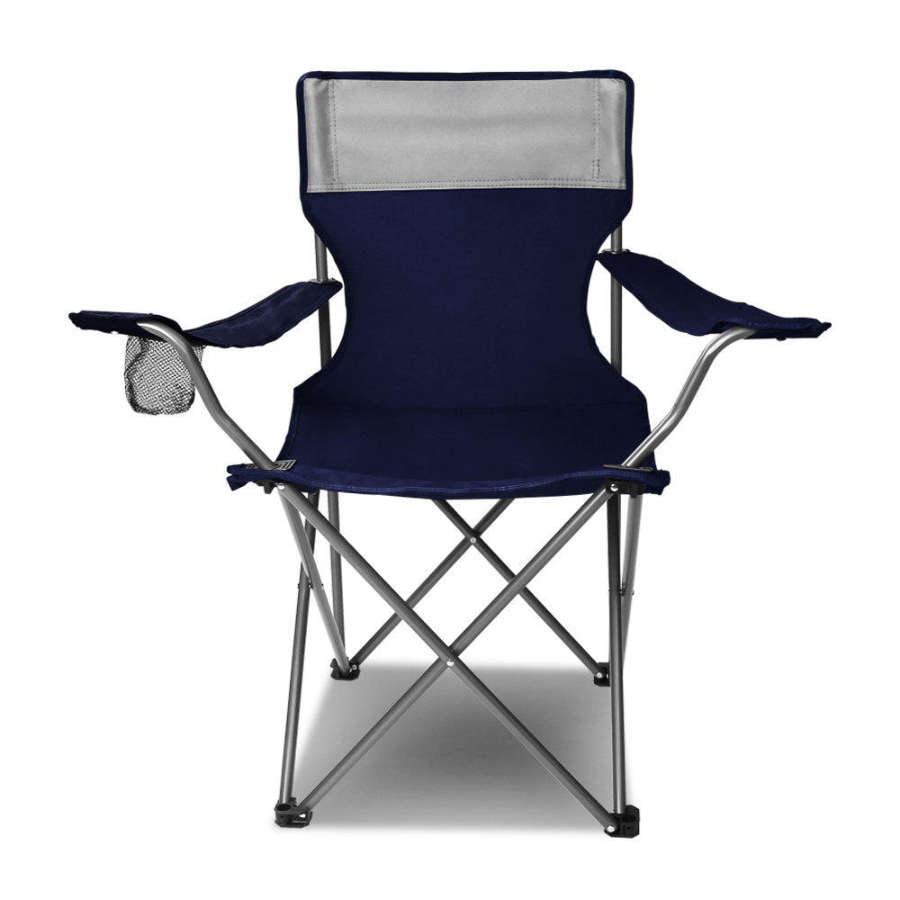 Set of 2 Portable Folding Camping Armchair - Navy