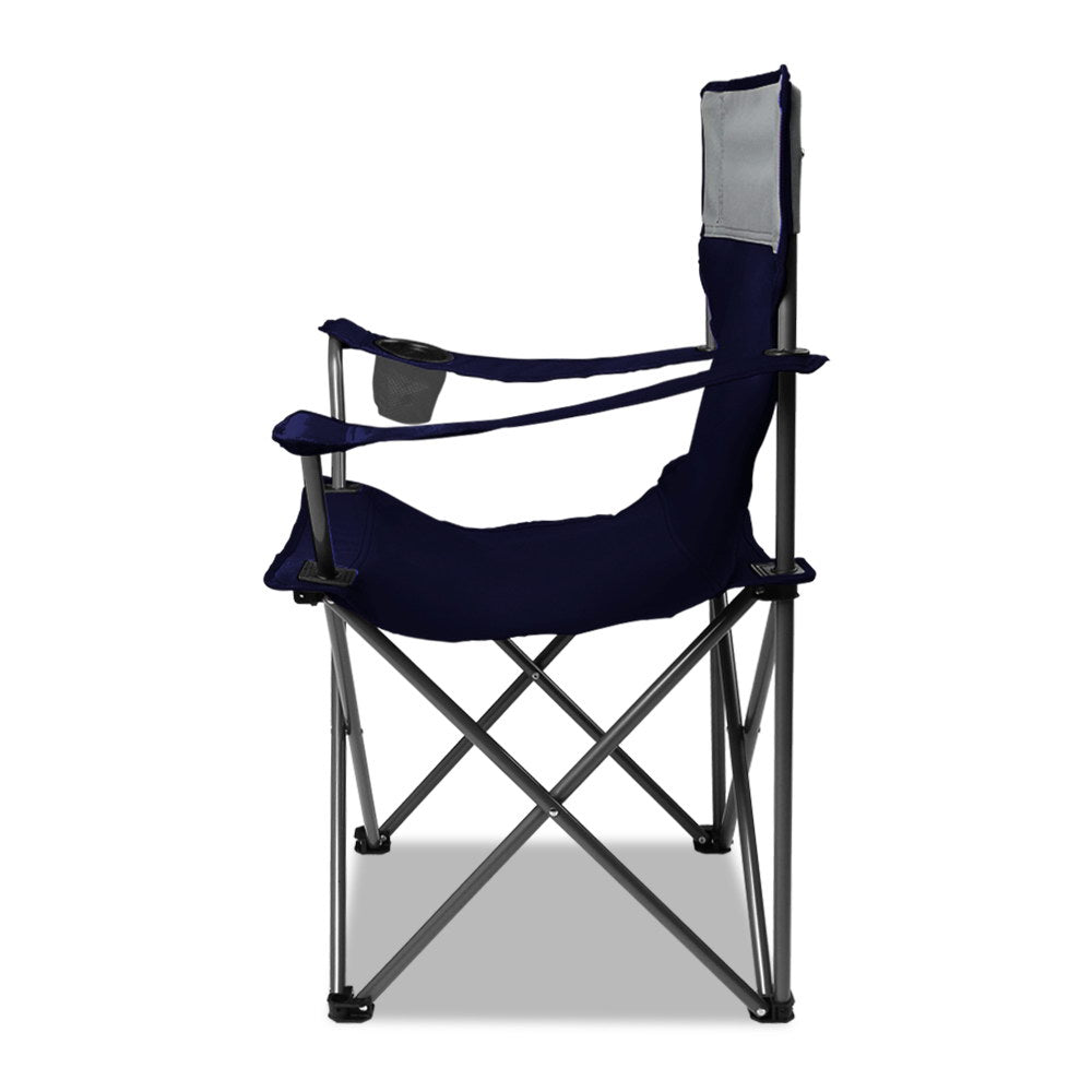 Set of 2 Portable Folding Camping Armchair - Navy