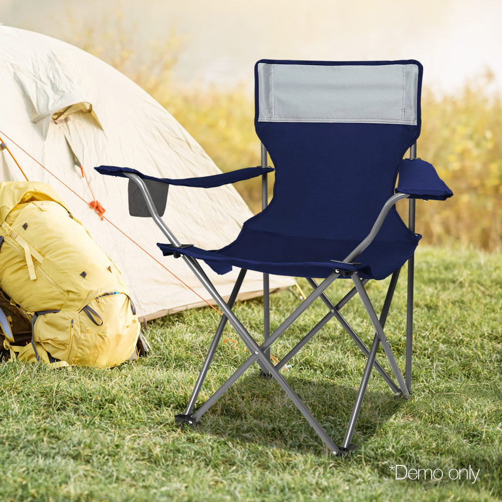 Set of 2 Portable Folding Camping Armchair - Navy