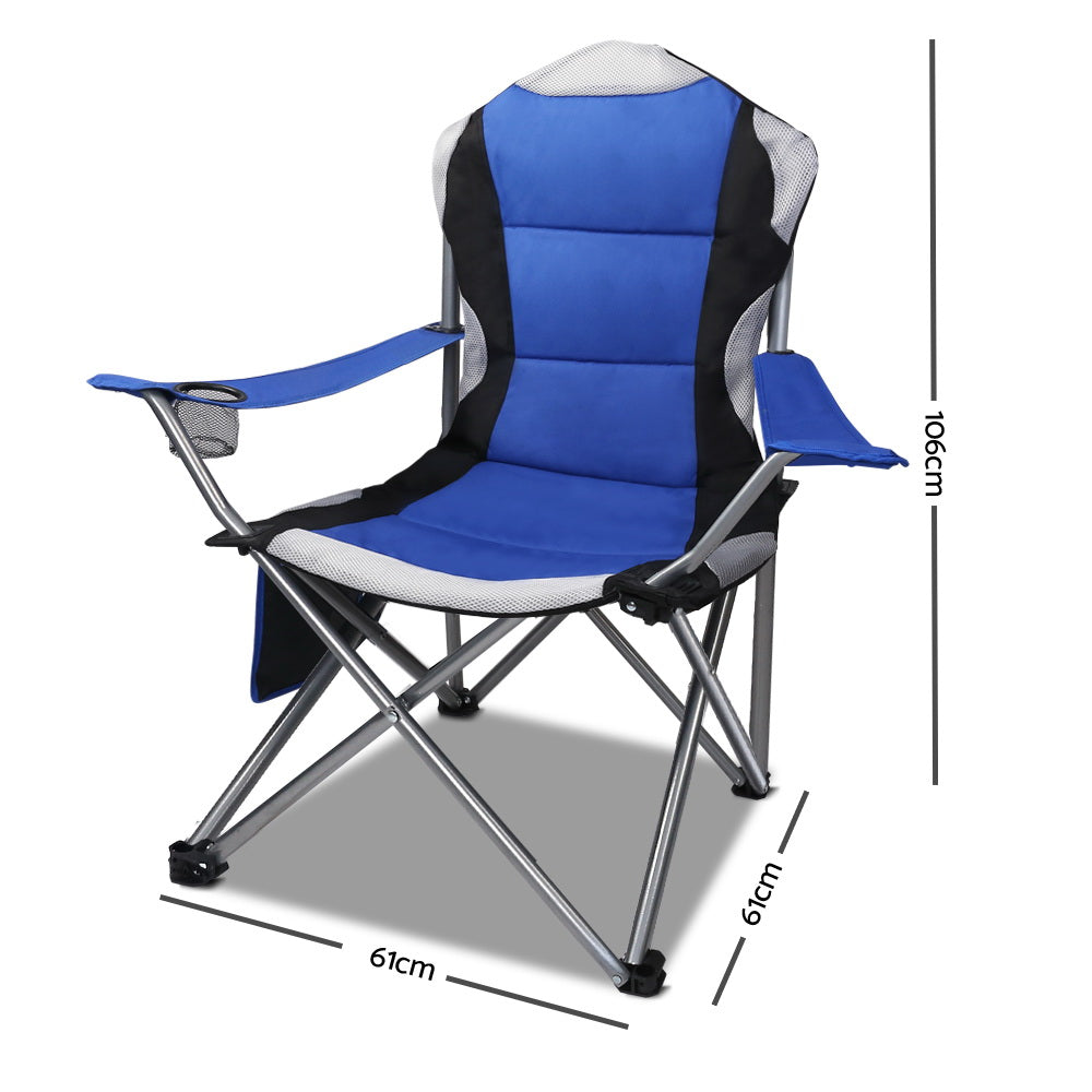 Set of 2 Portable Folding Camping Armchair - Blue