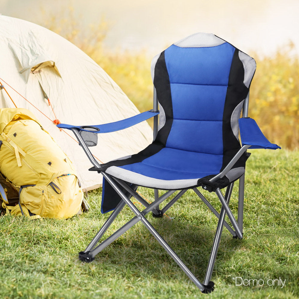 Set of 2 Portable Folding Camping Armchair - Blue