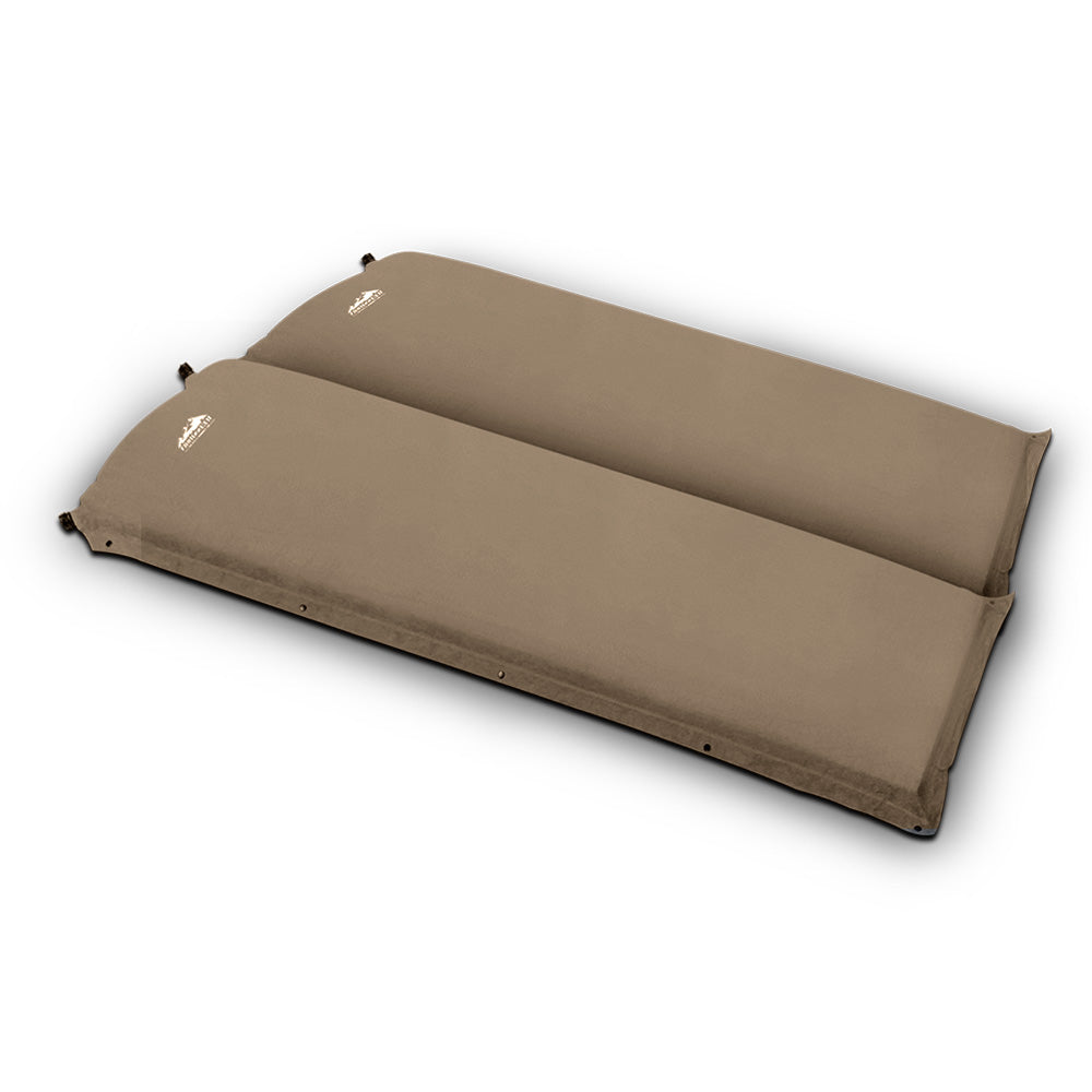 Weisshorn Double Size Self Inflating Mattress Mat Joinable 10CM Thick   Coffee