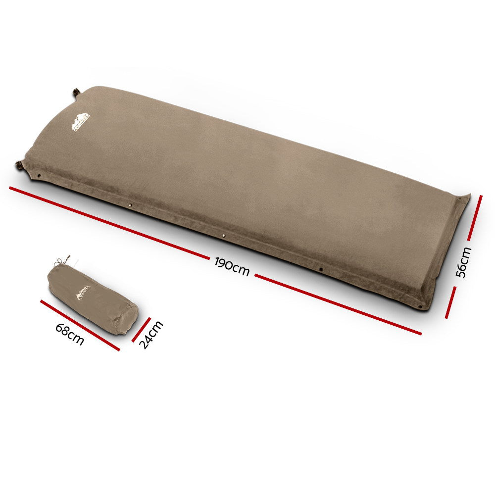 Weisshorn Single Size Self Inflating Matress Mat Joinable 10CM Thick  Coffee