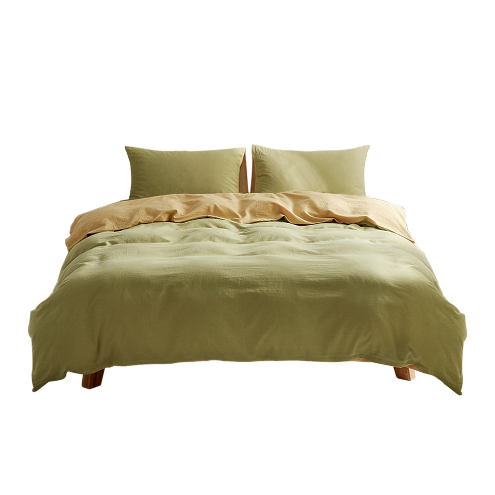 Cosy Club Washed Cotton Quilt Set Yellow Lime King