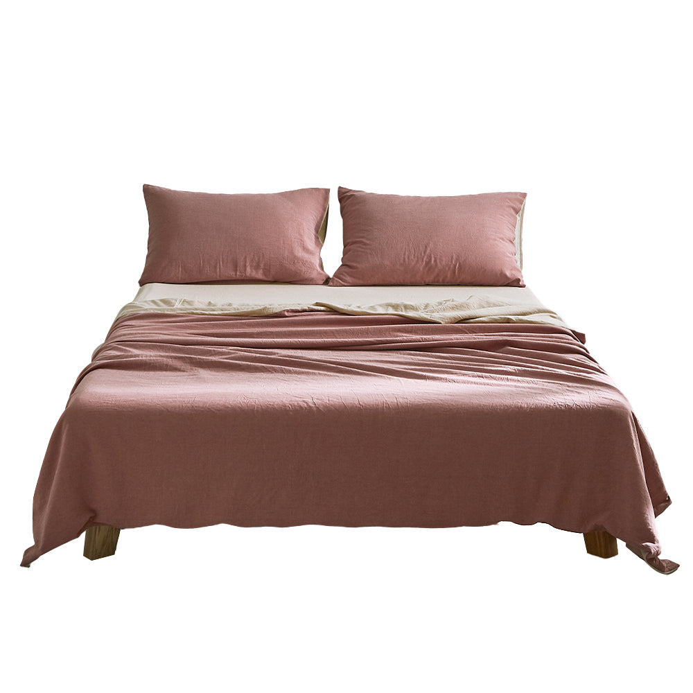 Cosy Club Sheet Set Cotton Sheets King Vanilla Rhubarb