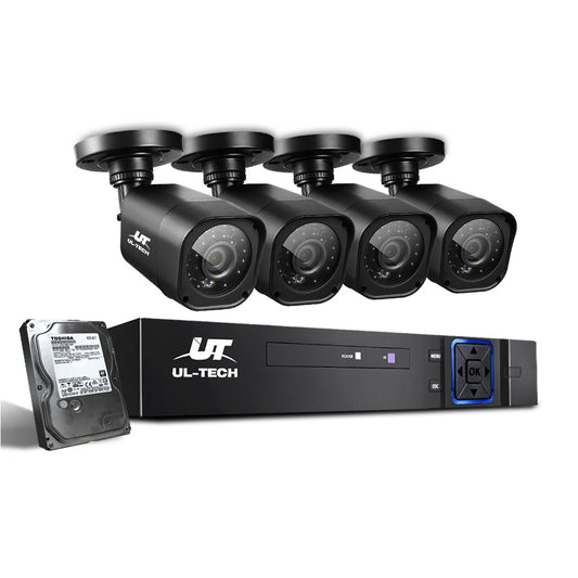 UL-Tech CCTV Security System 2TB 8CH DVR 1080P 4 Camera Sets