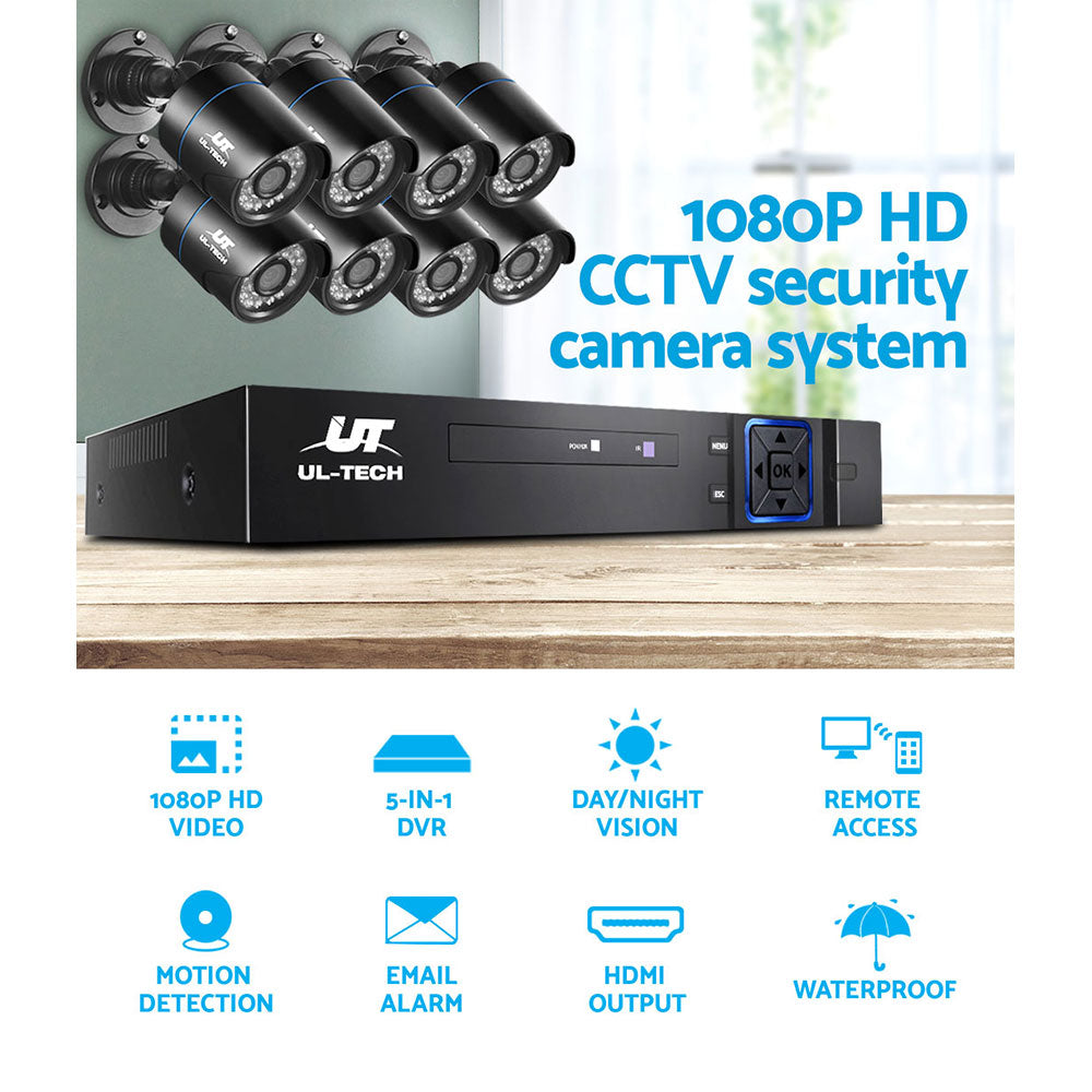 UL Tech 1080P 8 Channel HDMI CCTV Security Camera with 1TB Hard Drive