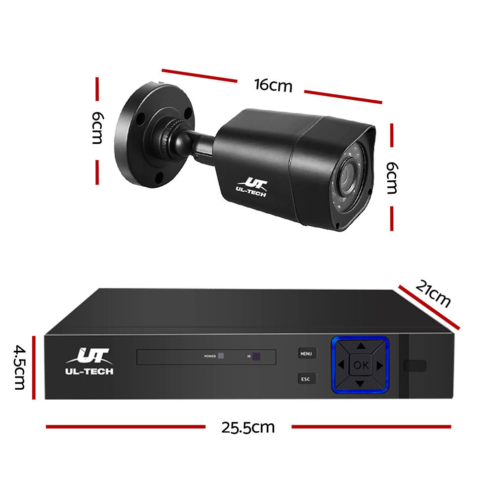 UL-TECH 8CH 5 IN 1 DVR CCTV Security System Video Recorder /w 8 Cameras 1080P HDMI Black