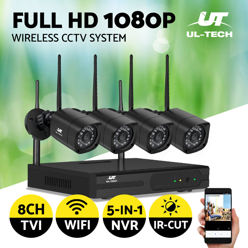 UL-TECH 3MP 8CH NVR Wireless 4 Security Cameras Set