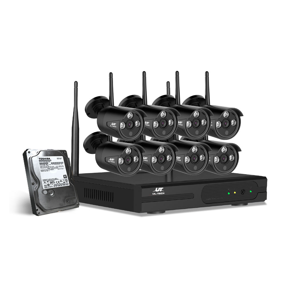 UL-Tech CCTV Wireless Security System 2TB 8CH NVR 1080P 8 Camera Sets