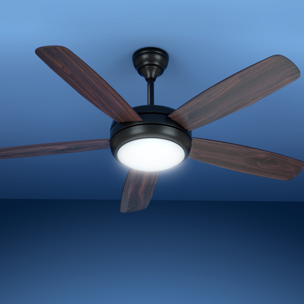 Devanti 52'' Ceiling Fan 5 Wooden Blades Fans LED Light Remote Control Timer