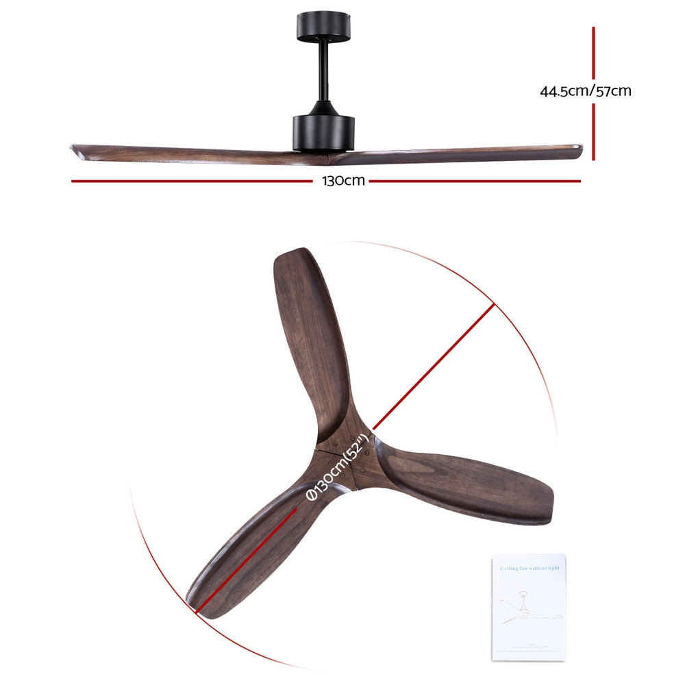 Devanti 52'' Ceiling Fan With Remote Control Fans 3 Wooden Blades Timer 1300mm