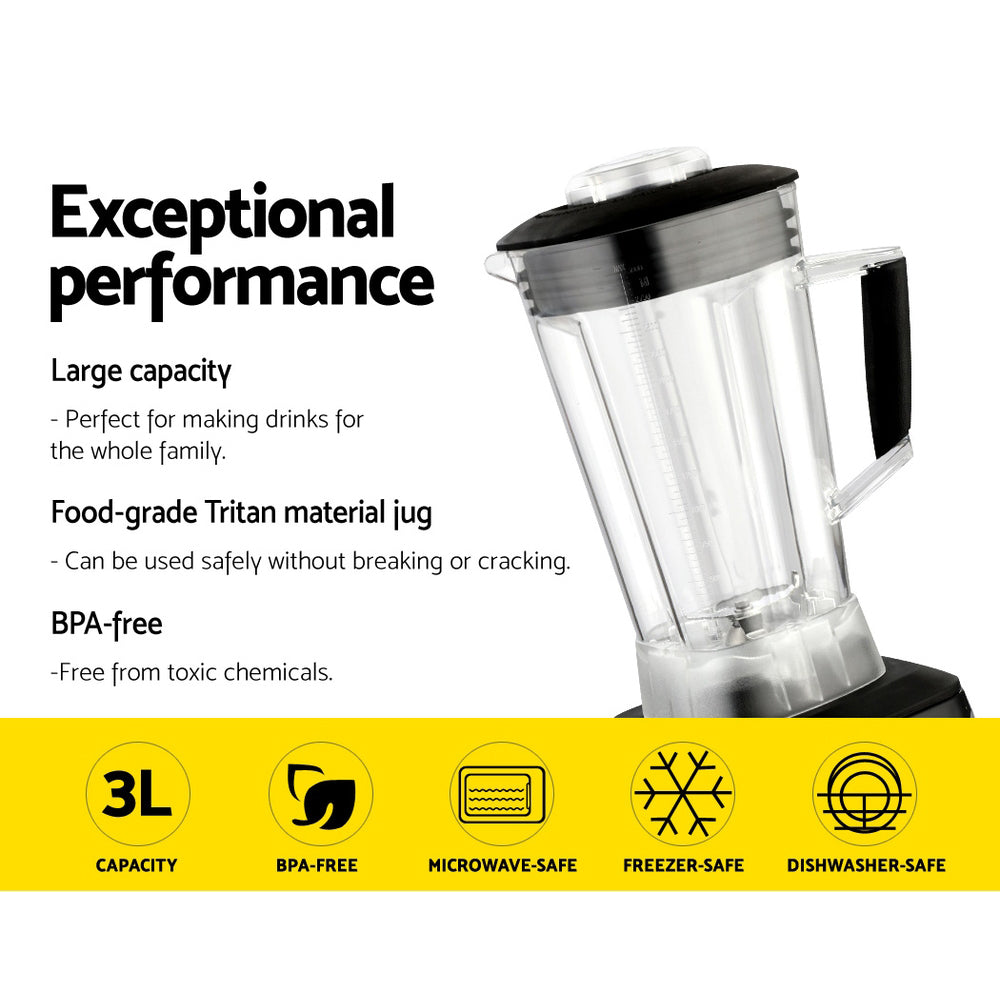 Devanti 3L Digital Commercial Blender LED Display Black