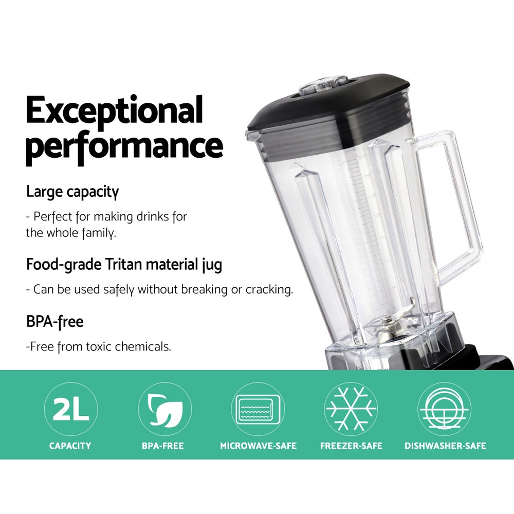 Devanti 2L Digital Commercial Blender LED Display Black