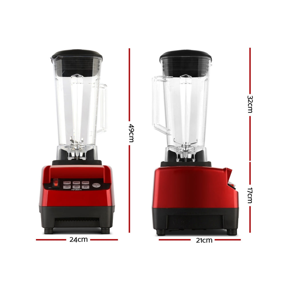 Devanti 2L Digital Commercial Blender LED Display Red