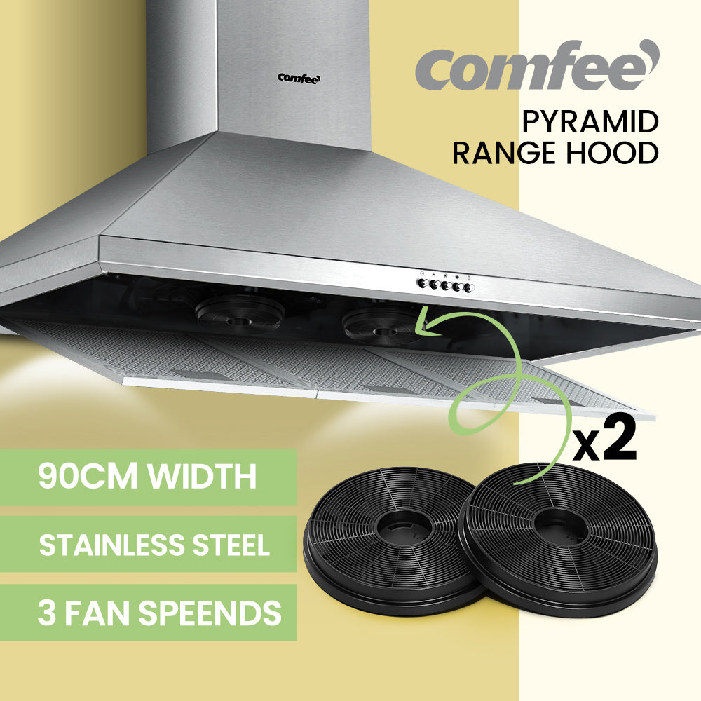 Comfee Rangehood 900mm Stainless Steel Canopy With 2 PCS Filter Replacement Combo