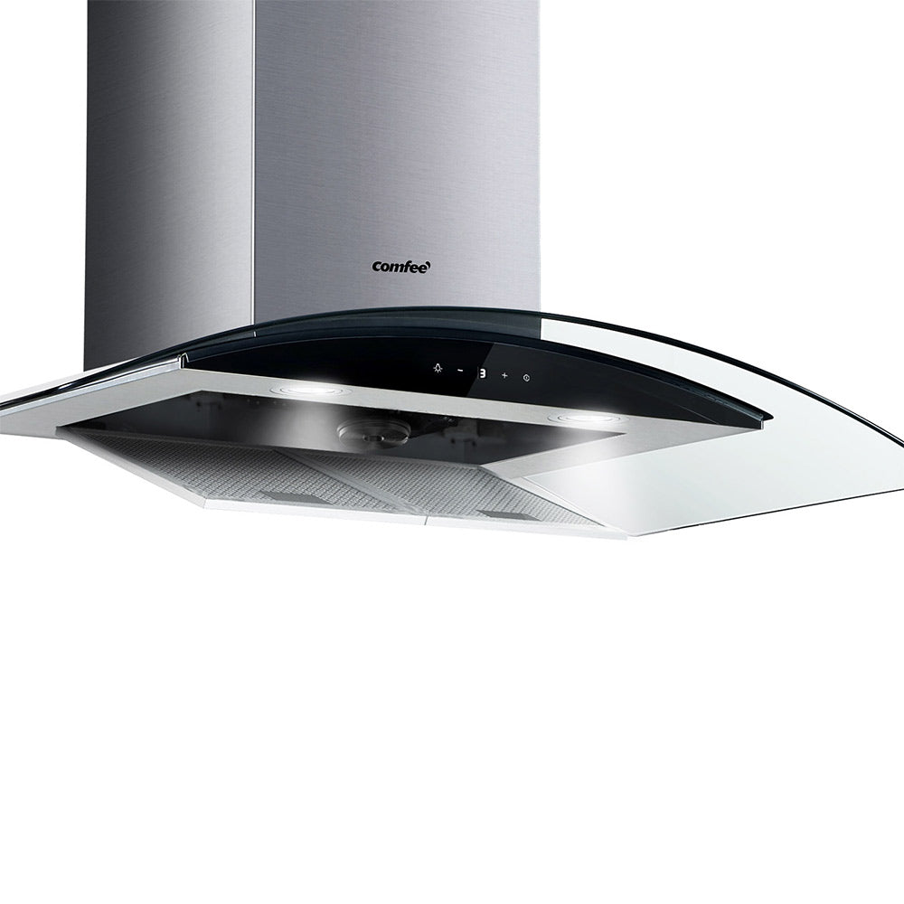 Comfee Rangehood 900mm Stainless LED Glass Kitchen Canopy With 2 PCS Filter Replacement
