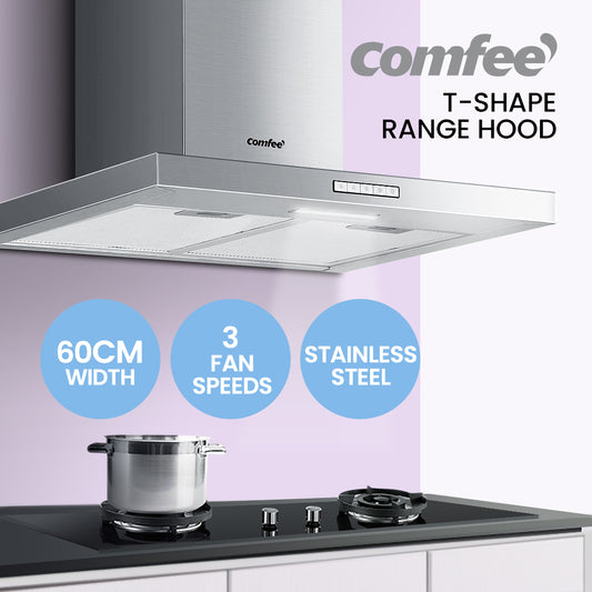 Comfee Rangehood 600mm 60cm Range Hood Stainless Steel Kitchen Canopy LED Light